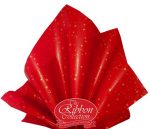 Red & Gold Stars Twinkle Rib Tissue Paper 50x70cm