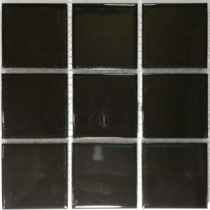 Gloss Black Glazed Porcelain Mosaic Tiles (Sheet Size 15x15cm)
