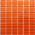Tangerine Crystal Glass Mosaic Tiles (Sheet Size 15x15cm)