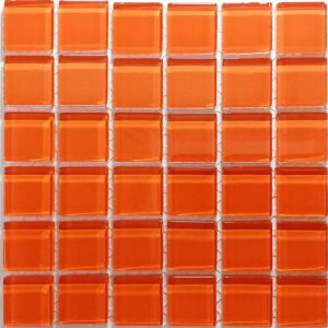 Tangerine Crystal Glass Mosaic Tiles (Sheet Size 15x15cm)