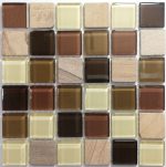 Sandstone Glass & Natural Stone Mosaic Tiles (Sheet Size 15x15cm)
