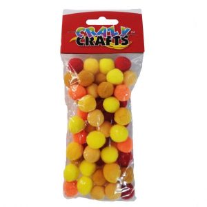 Orange & Red Pom-poms 14mm