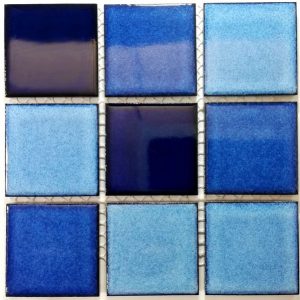 Mixed Blue Glazed Porcelain Mosaic Tiles (Sheet Size 15x15cm)