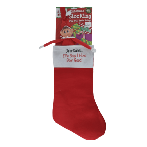 Red Christmas Stocking With Elf 53cm
