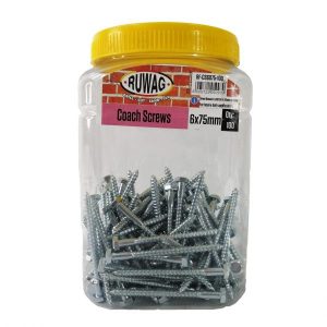 Ruwag 6x75mm Coach Screws 100pc