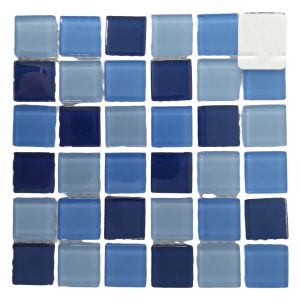 Aqua Mix Crystal Glass Mosaic Tiles (Sheet Size: 15cm x 15cm)