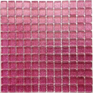 Rose Pink Glitter Mosaic Tiles (Sheet Size 15x15cm)