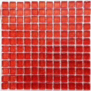 Cherry Red Glitter Mosaic Tiles (Sheet Size 15x15cm)