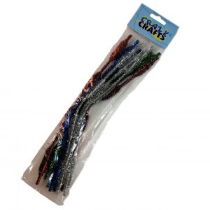 Red, Blue, Green & Silver Metallic Wave Chenille Stick/Pipe Cleaners 10pc