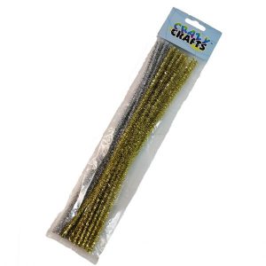 Gold & Silver Metallic Plain Chenille Sticks/Pipe Cleaners 18pc