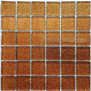 Burnt Copper Glitter Mosaic Tiles (Sheet Size 15x15cm)