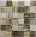 Zebra Beige Glass & Natural Stone Mosaic Tiles (Sheet Size 15x15cm)