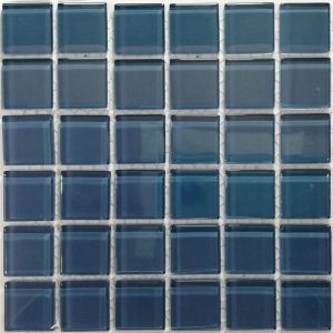 Smoke Blue Crystal Glass Mosaic Tiles (Sheet Size 15x15cm)