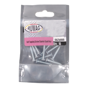 Ruwag Self Tapping Screw Countersunk 4x25mm 10pc