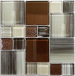 Grey & Brown Mix Crystal Glass Mosaic Tiles (Sheet Size 15x15cm)