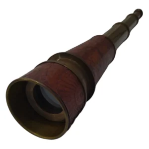 Antique Bronze Telescope with Engraved Leather Sleeve_U8166_4