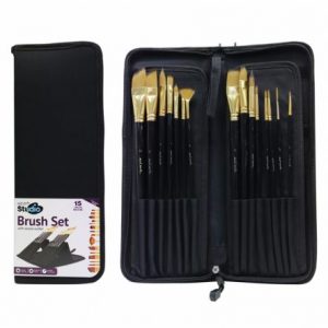 Mont Marte Brush Set Studio With Easel Wallet 15pc