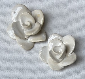 White Botanical Roses Small 2pc Mosaic Insert