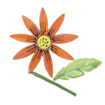 Orange Botanical Flower Large Card Mosaic Insert