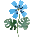 Blue Botanical Flower Large Card Mosaic Inserts