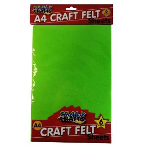 A4 Neon Green Felt Sheets 6 Piece