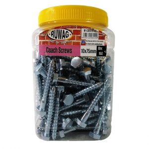 Ruwag 10x75mm Coach Screws 100pc