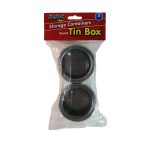 Round Silver Tin Storage Box