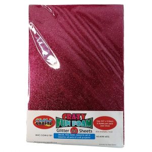 A4 Cherise Foam Glitter Sheets