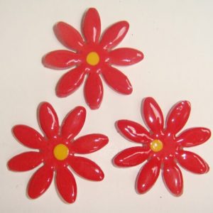 Red Daisy Large 3pc Mosaic Inserts