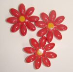 Red Daisy Medium Mosaic Inserts 3pc
