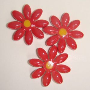 Red Daisy Medium Mosaic Inserts 3pc