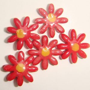 Red Daisy Super Small Mosaic Inserts 5pc