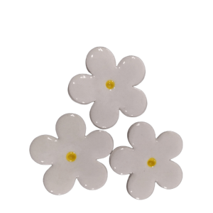 White Happy Flower Large 3 Piece Mosaic Inserts