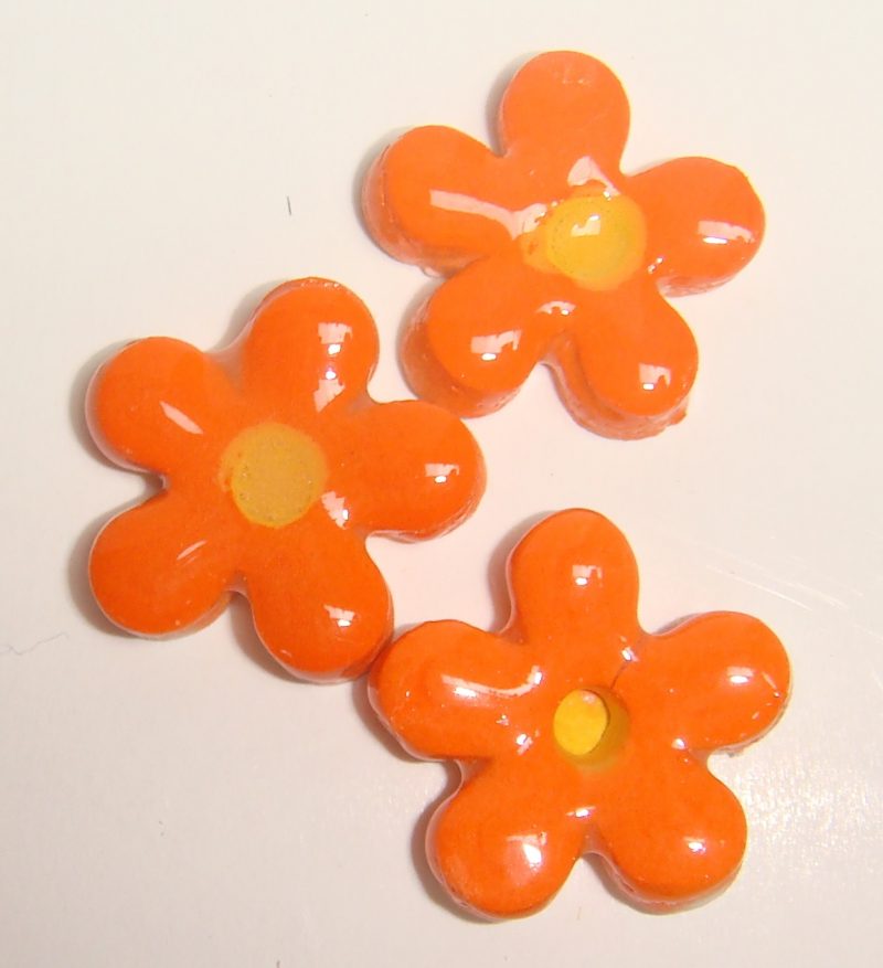 Happy Orange Flower Small 3 Piece Mosaic Insert