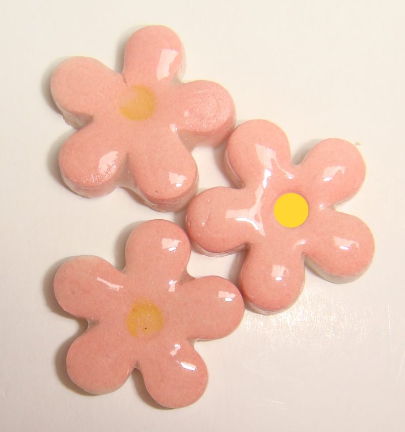 Pink Happy Flower Small 3pc Mosaic Insert