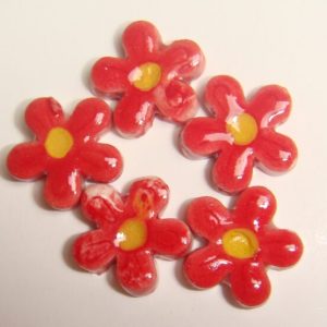Happy Red Flower Super Small 5 Piece Mosaic Insert