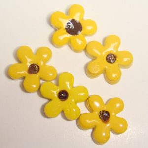 Yellow Super Small Happy Flower 5pc Mosaic Inserts