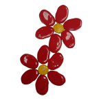 Magnolia Red Flower 2 Piece Mosaic Inserts