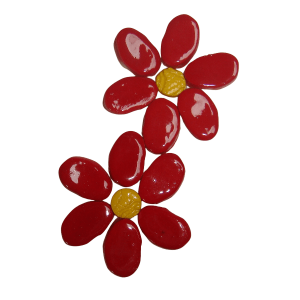 Magnolia Red Flower 2 Piece Mosaic Inserts