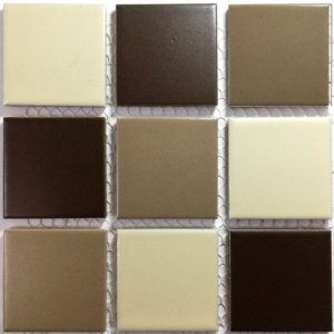 Matt Beige Mix Glazed Porcelain Mosaic Tiles (Sheet Size 15x15cm)
