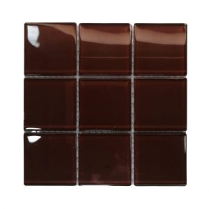 Burnt Copper Crystal Glass Mosaic Tiles (Sheet Size 15x15cm)