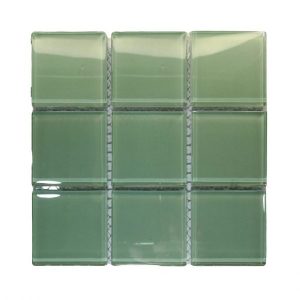 Crisp Mint Crystal Glass Mosaic Tiles (Sheet Size 15x15cm)