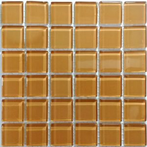 Caramel Crystal Glass Mosaic Tiles (Sheet Size 15x15cm)