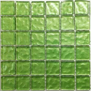 Lime Green Metallic Texture Mosaic Tiles (Sheet Size 15x15cm)