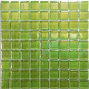 Lime Green Mini Pearl Glass Mosaic Tiles (Sheet Size 15x15cm)