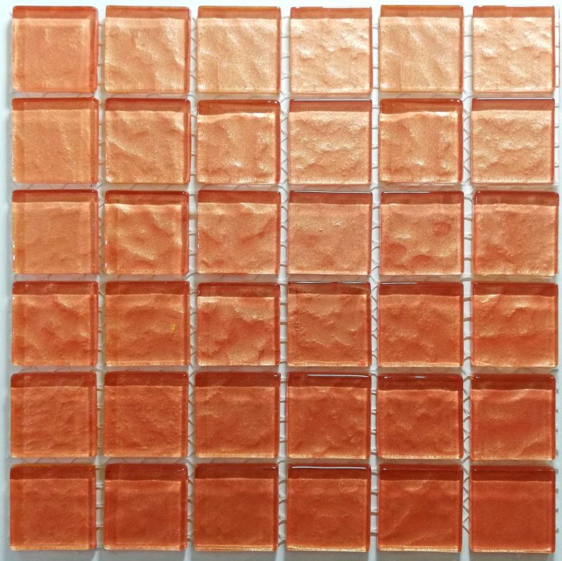 Tangerine Metallic Texture Mosaic Tiles (Sheet Size 15x15cm)