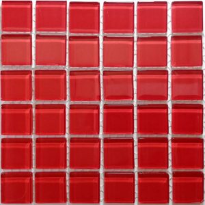Cherry Red Crystal Glass Mosaic Tiles (Sheet Size 15x15cm)