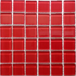 Cherry Red Crystal Glass Mosaic Tiles (Sheet Size 30x30cm)