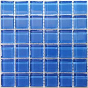 Sky Blue Crystal Glass Mosaic Tiles (Sheet Size 15x15cm)