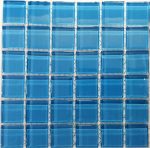 Baby Blue Crystal Glass Mosaic Tiles (Sheet Size 15x15cm)